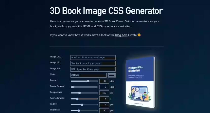 Picture of 3D Book Image CSS Generator